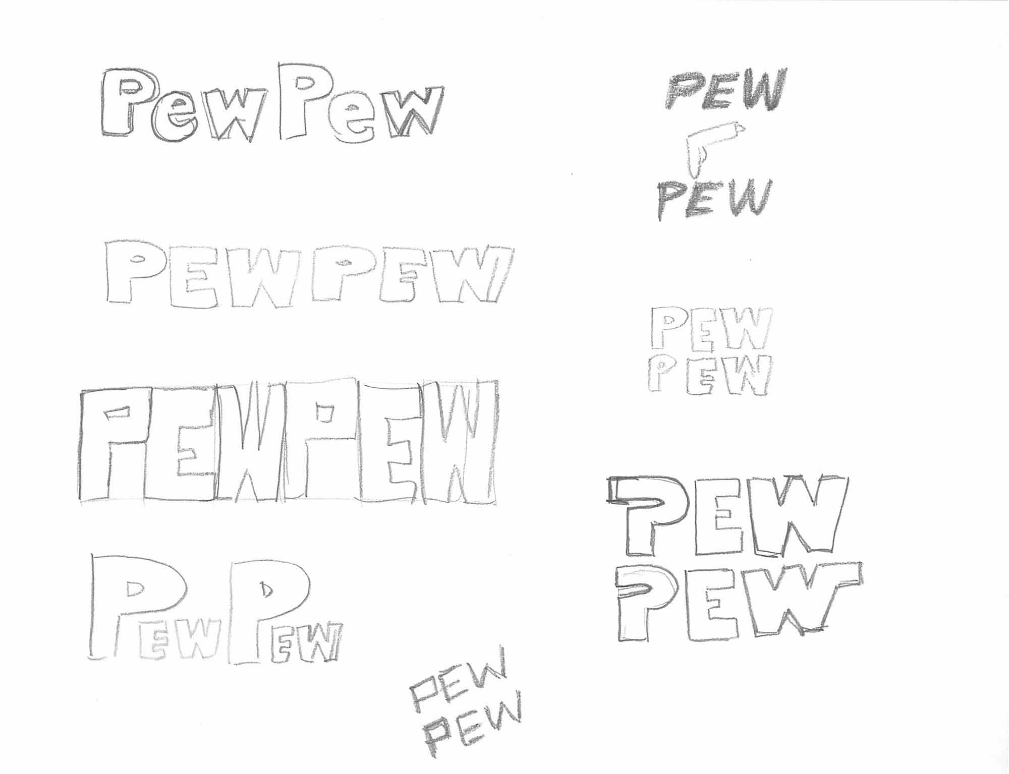 This is an image of the logo sketches for the PewPew website.
