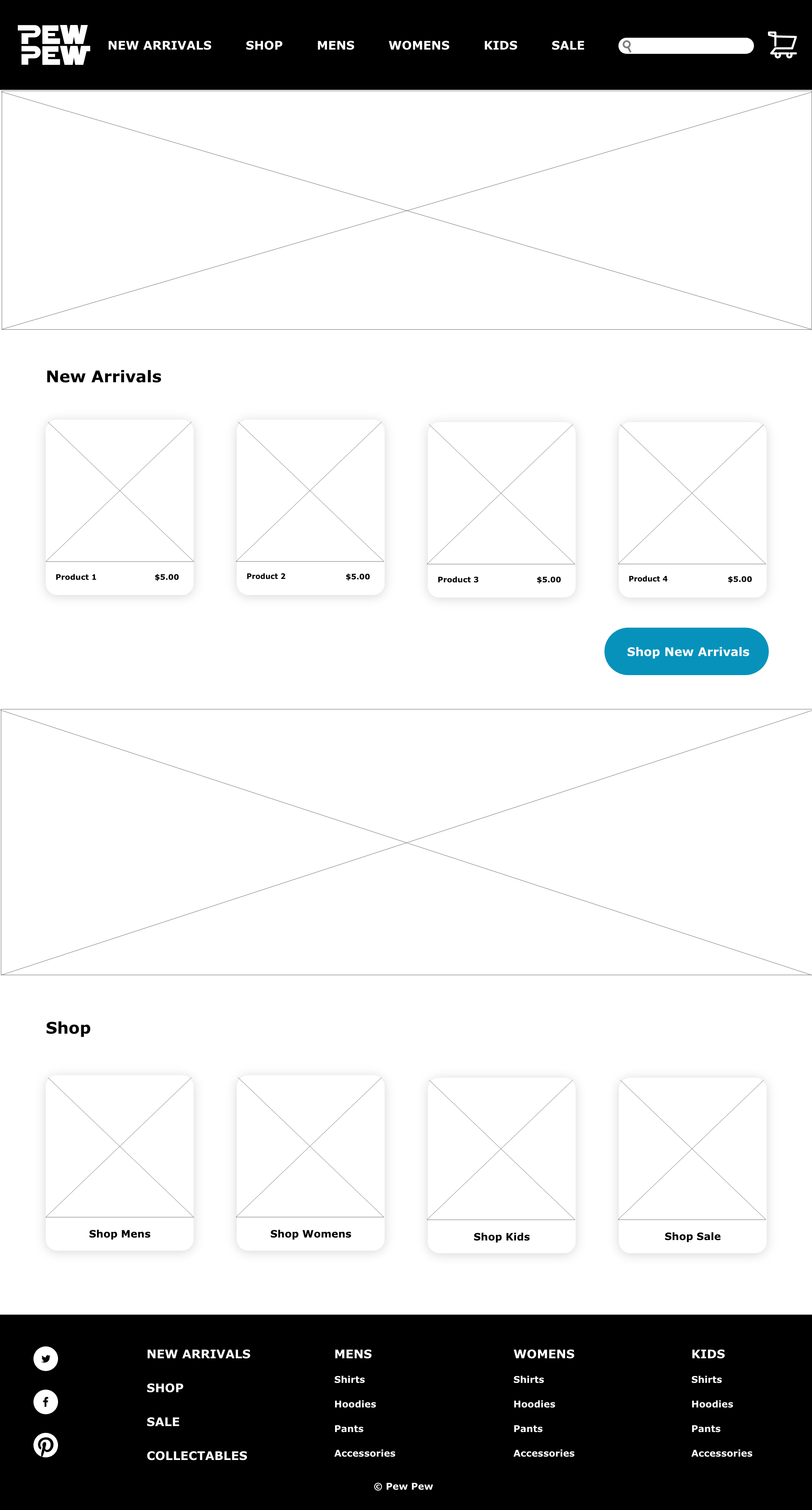 This is an image of the website wireframes. This is the layout for the home page.
