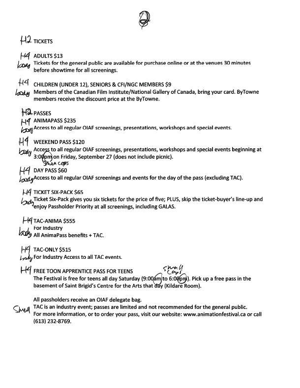 This is an image of the process of deciding typographical hierarchy.
