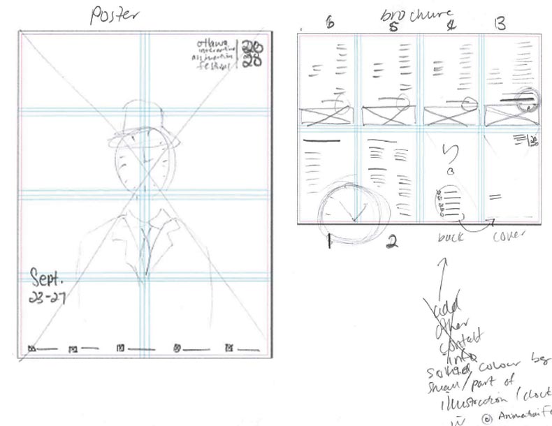 This is an image of the first iteration of sketches for the layout design.
