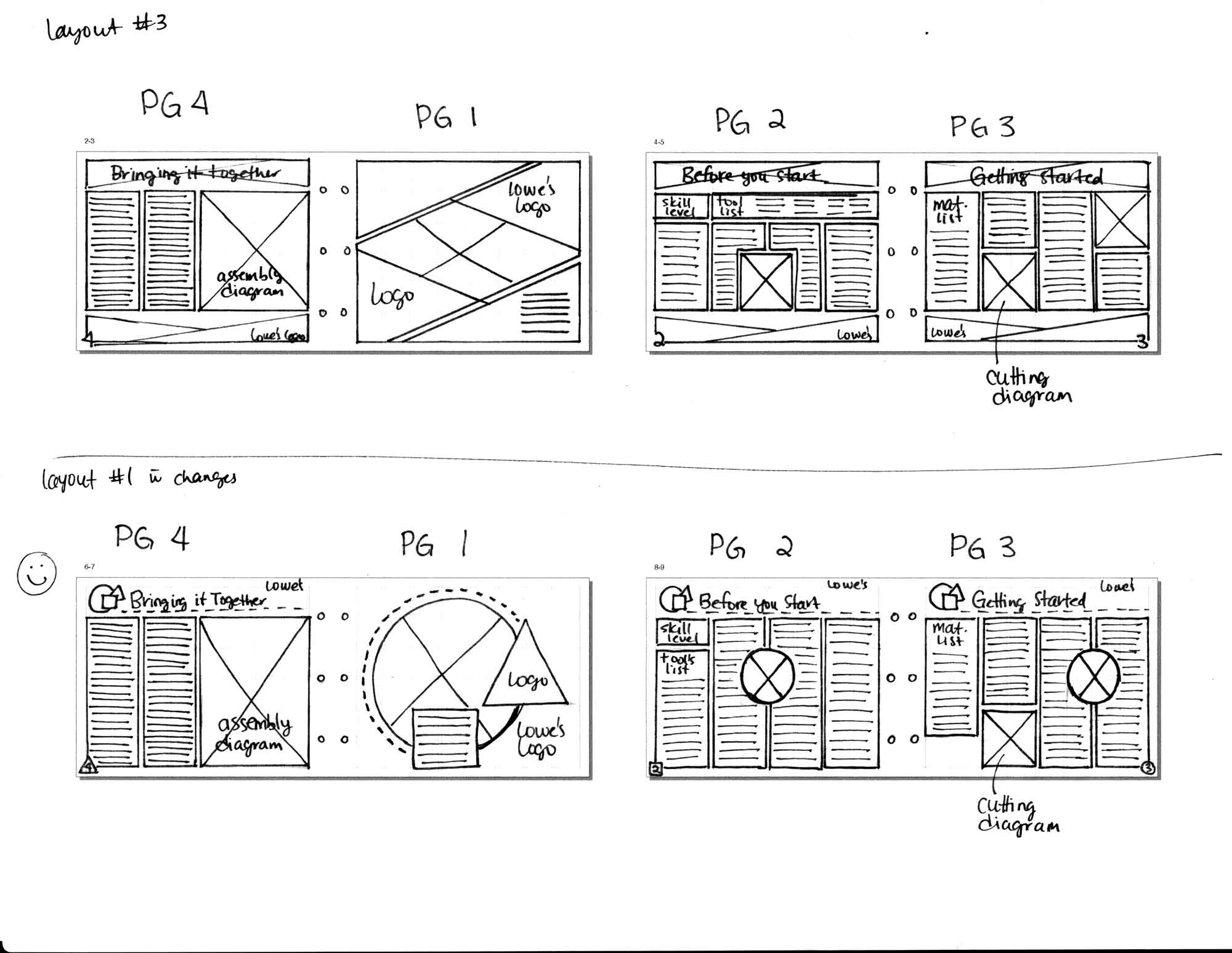 This is an image of the sketches the layout design of the booklet. This shows the third and fourth layout ideas.
